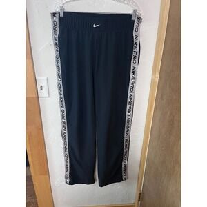 Nike Pro Mens Tear Away Snap Track Pants Black Silver Logo Tape Large